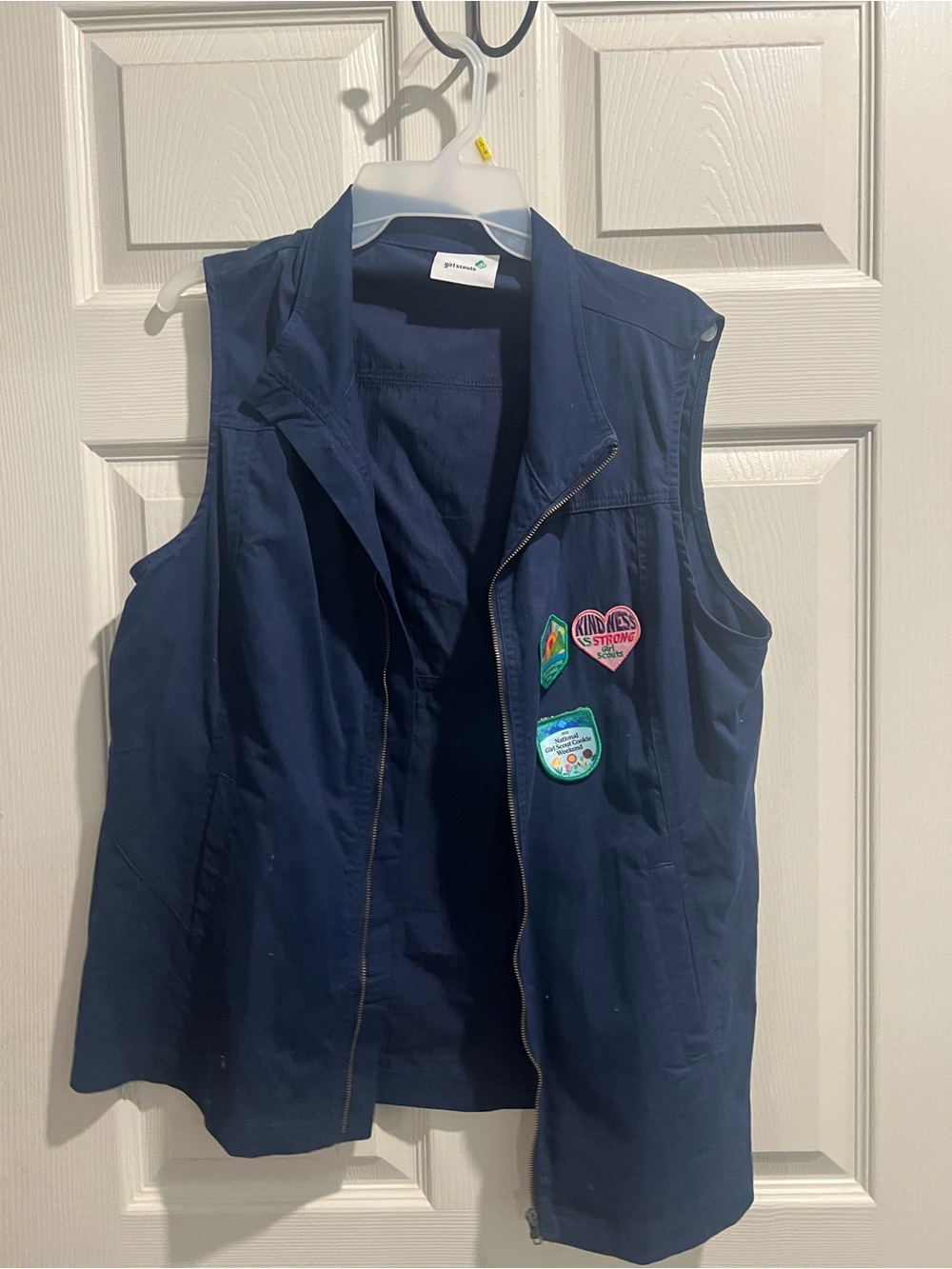 Navy Girls' Sleeveless Vest Jacket - Kids Jackets & Coats